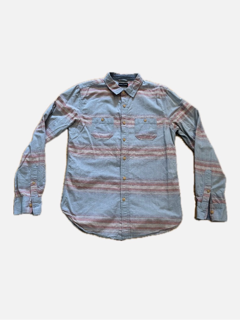 Modern Amusement - Men's Long-Sleeve Plaid Button-Up Shirt - Light Blue & Coral